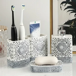 4-Piece Boho Ceramic Bathroom Set
