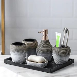 5-Piece Ceramic Bathroom Accessory Set