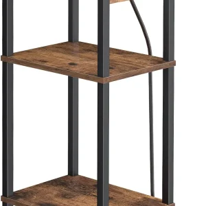 30-Inch Tall Side Table with Charging Station, Slim Nightstand for Living Room and Bedroom in Rustic Brown